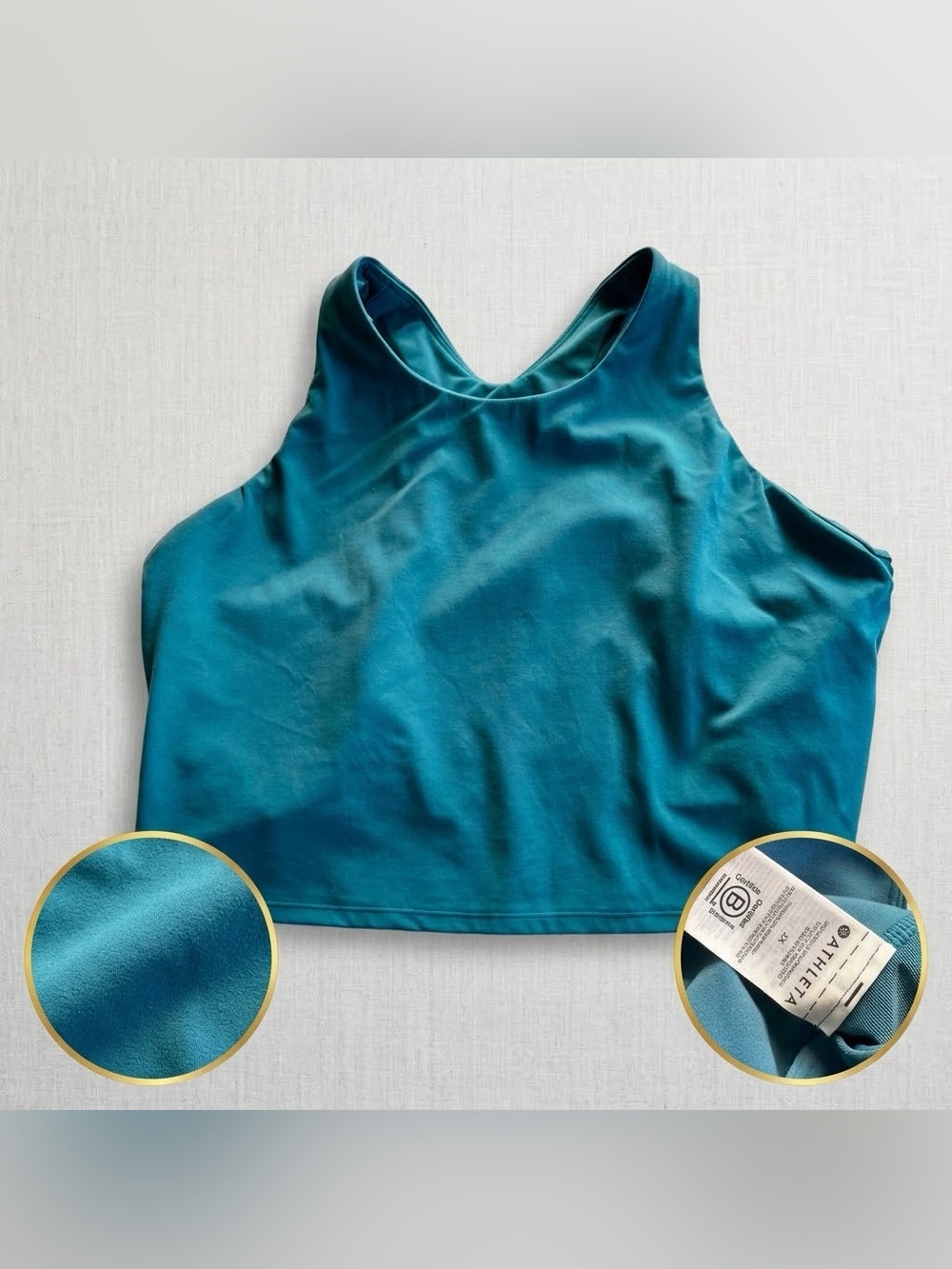 Athleta Teal Conscious D-DD+ Crop Top / Sports Bra | 2X